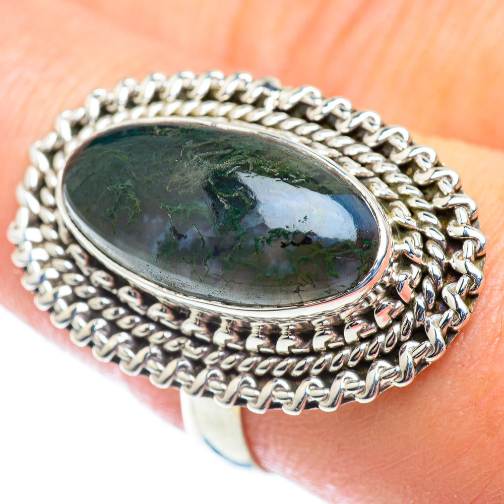 Green Moss Agate Rings handcrafted by Anasilvercos - RING53895