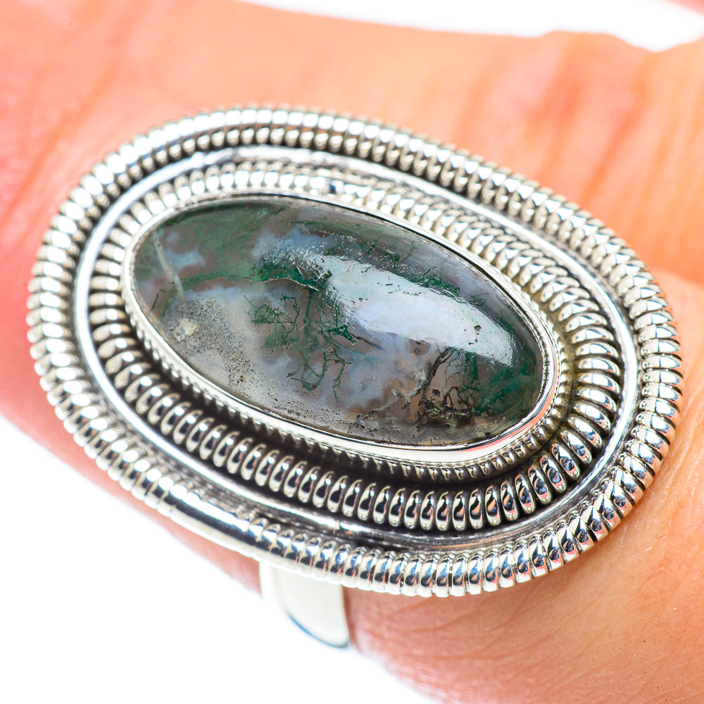 Green Moss Agate Rings handcrafted by Anasilvercos - RING53991