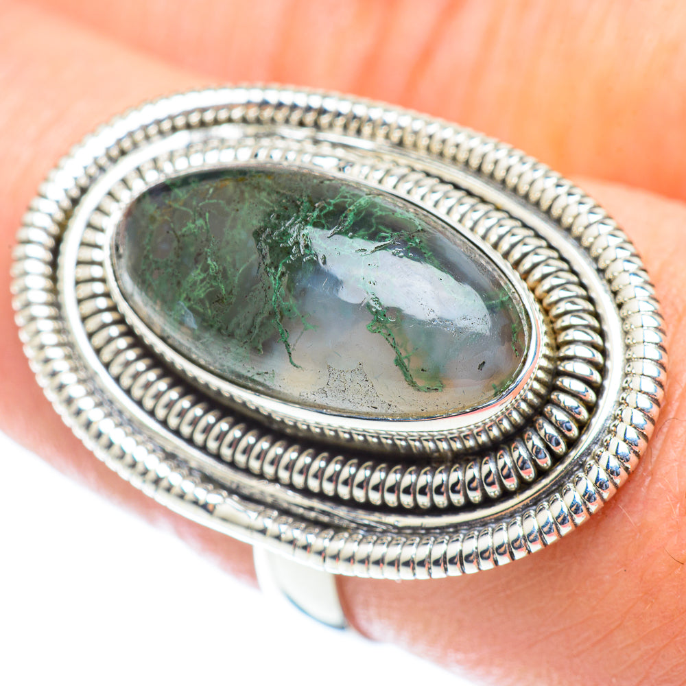 Green Moss Agate Rings handcrafted by Anasilvercos - RING54046