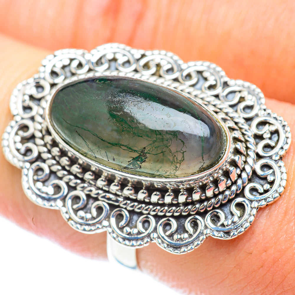Green Moss Agate Rings handcrafted by Anasilvercos - RING54099