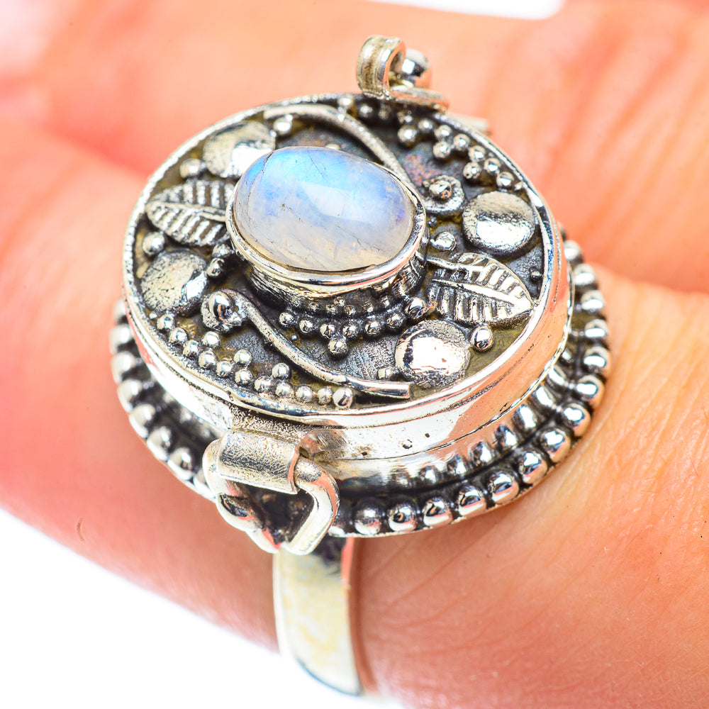 Rainbow Moonstone Rings handcrafted by Anasilvercos - RING54125