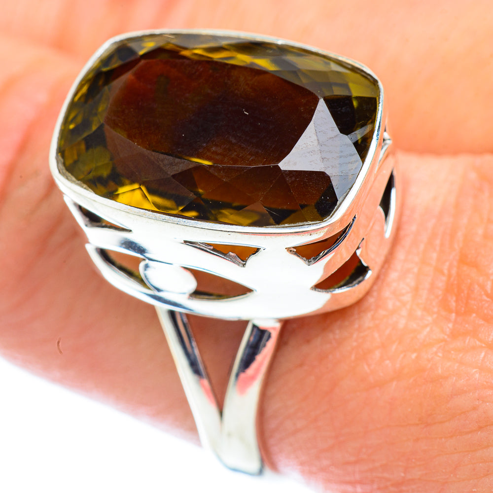 Olive Quartz Rings handcrafted by Anasilvercos - RING54148