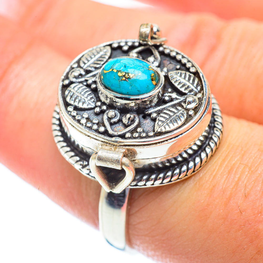 Blue Copper Composite Turquoise Rings handcrafted by Anasilvercos - RING54173