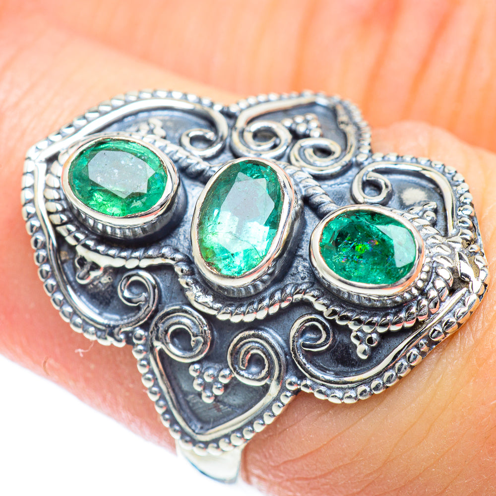 Zambian Emerald Rings handcrafted by Anasilvercos - RING54344