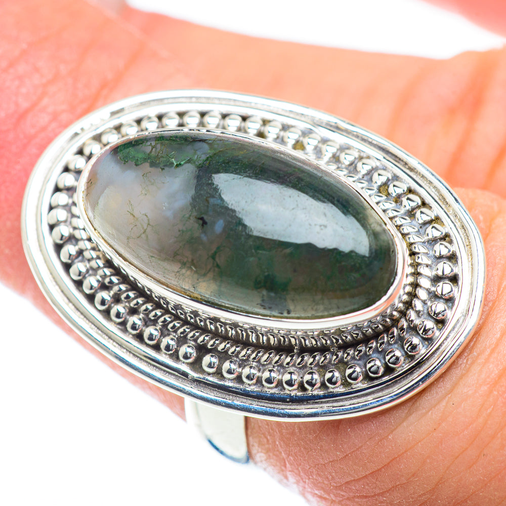 Green Moss Agate Rings handcrafted by Anasilvercos - RING54367