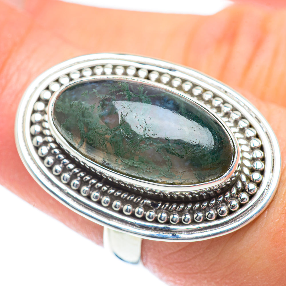 Green Moss Agate Rings handcrafted by Anasilvercos - RING54411
