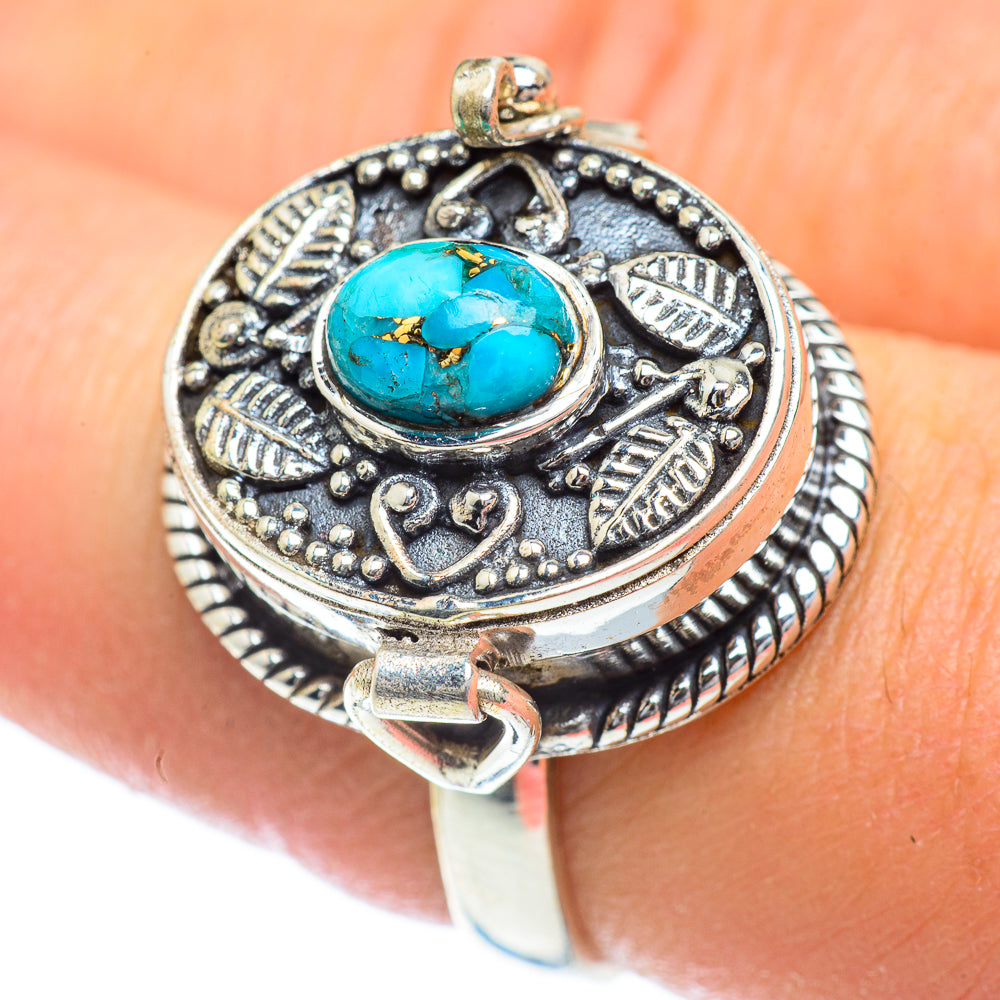 Blue Copper Composite Turquoise Rings handcrafted by Anasilvercos - RING54576