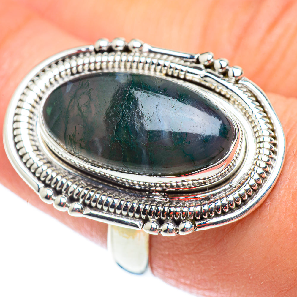Green Moss Agate Rings handcrafted by Anasilvercos - RING54790