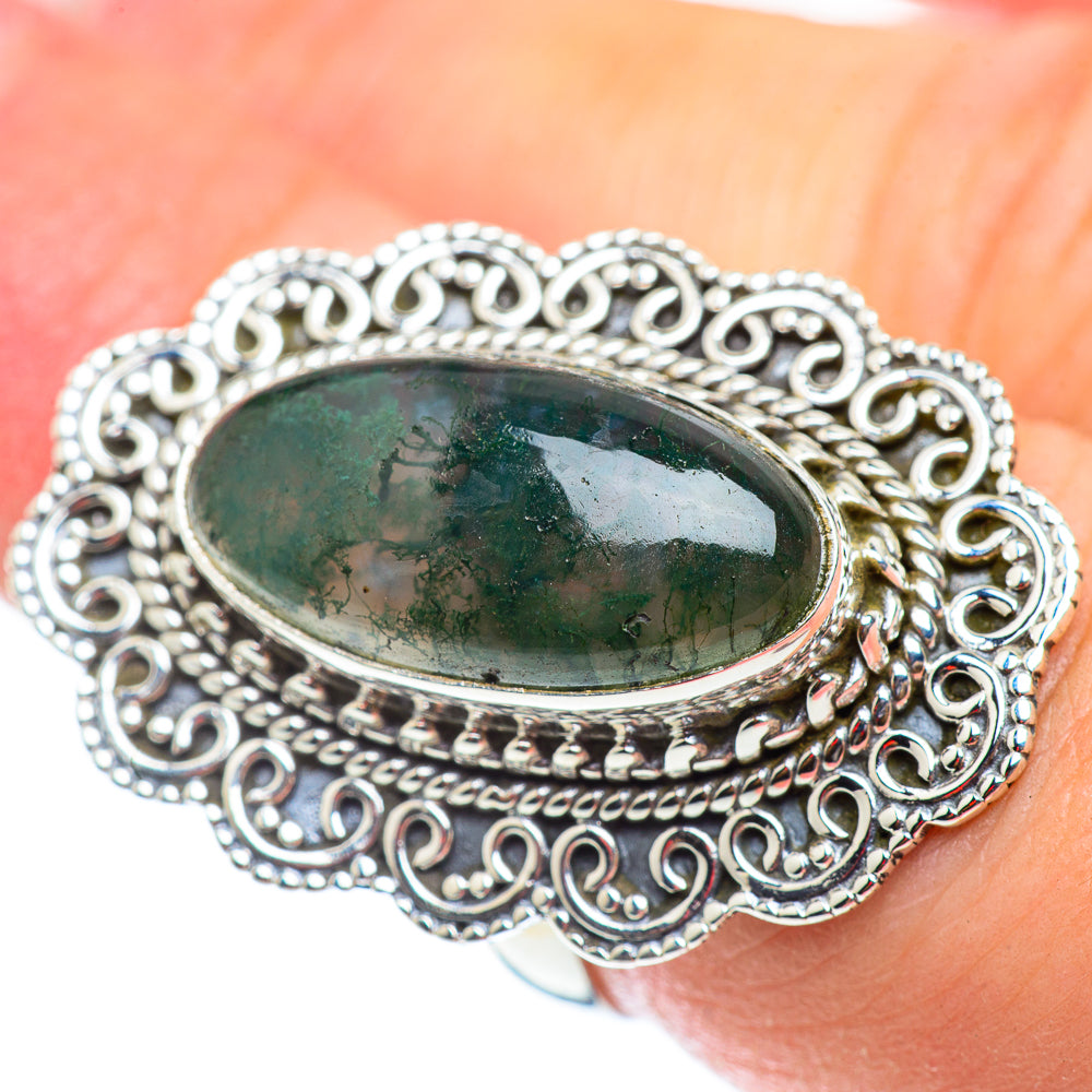 Green Moss Agate Rings handcrafted by Anasilvercos - RING54953