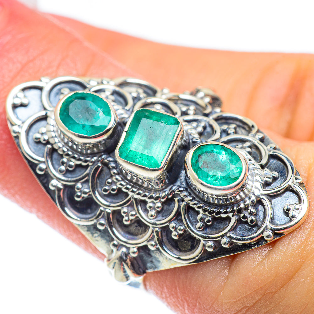Zambian Emerald Rings handcrafted by Anasilvercos - RING54999