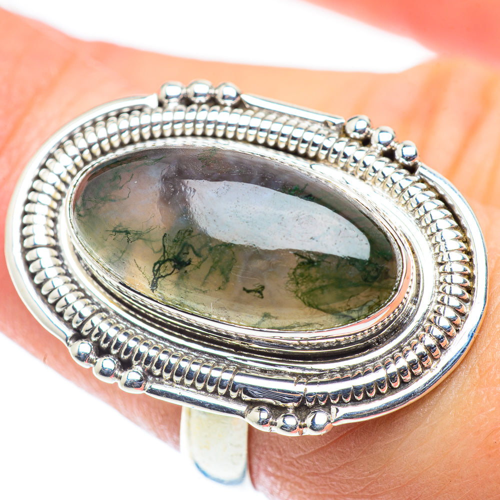 Green Moss Agate Rings handcrafted by Anasilvercos - RING55083