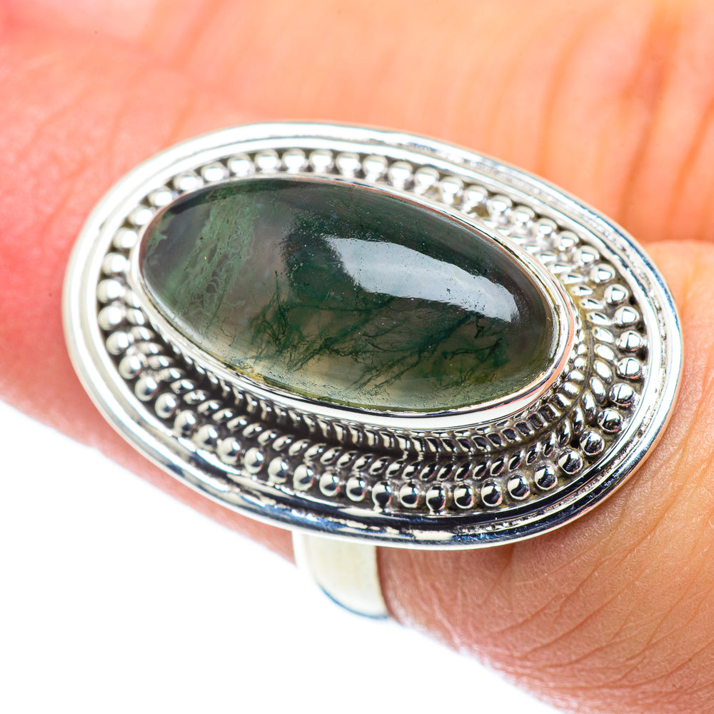 Green Moss Agate Rings handcrafted by Anasilvercos - RING55104