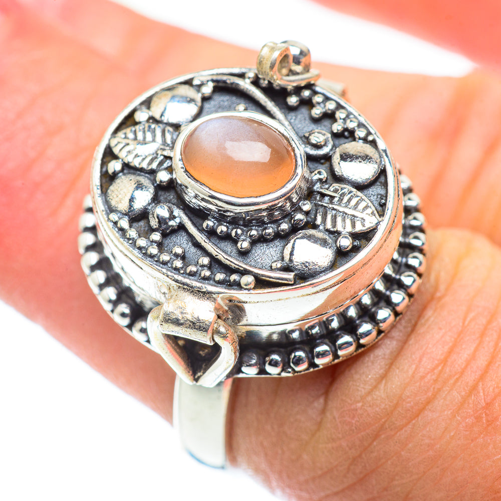 Peach Moonstone Rings handcrafted by Anasilvercos - RING55216