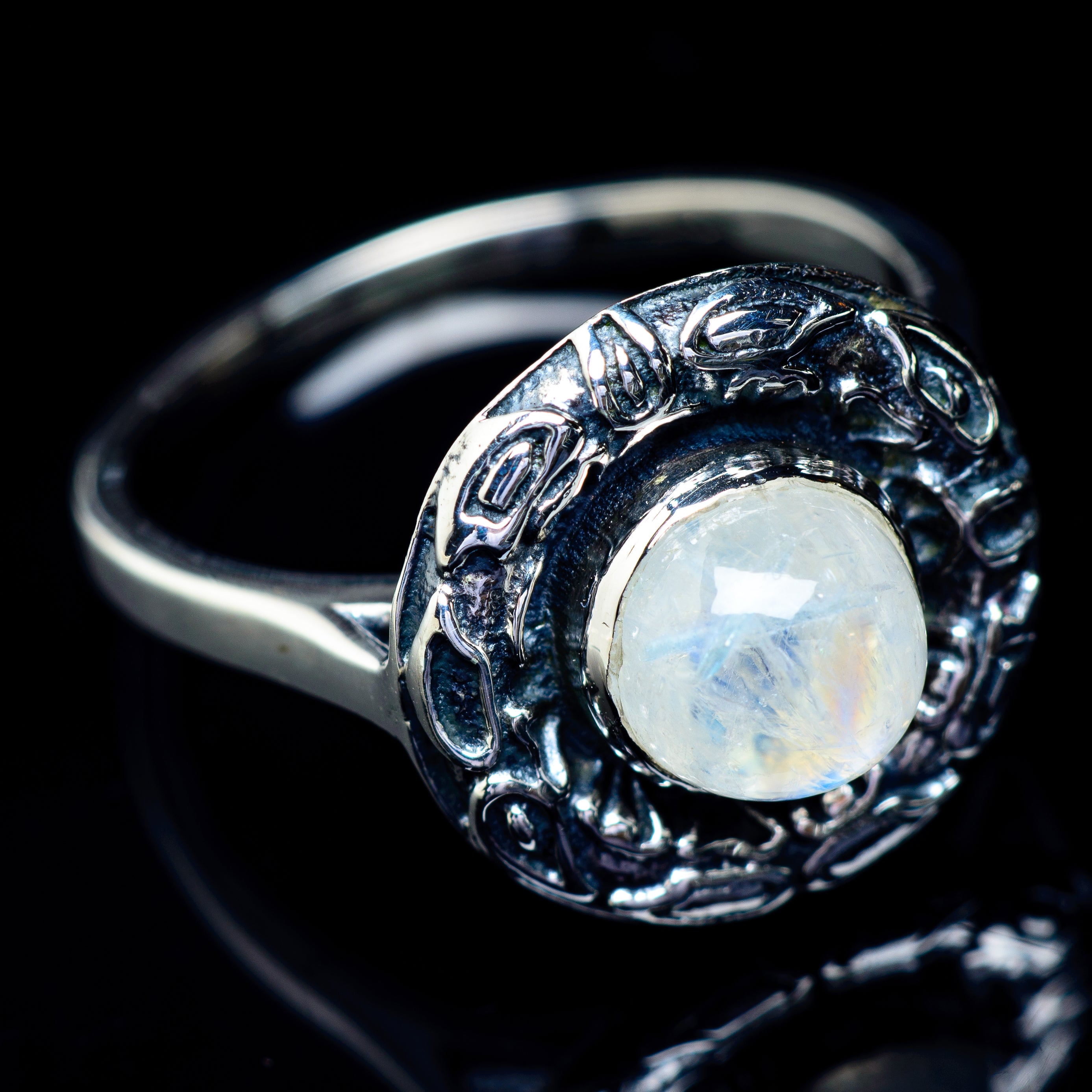 Rainbow Moonstone Rings handcrafted by Anasilvercos - RING5522