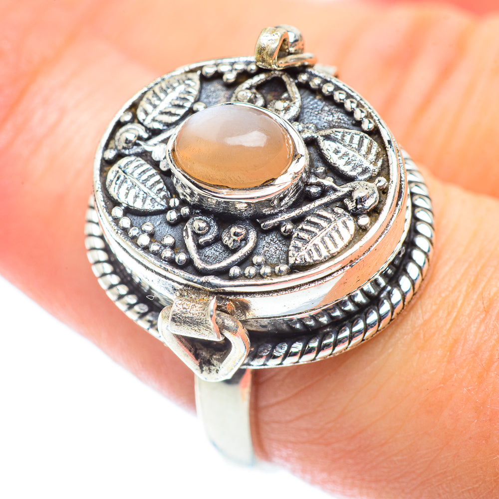 Peach Moonstone Rings handcrafted by Anasilvercos - RING55257