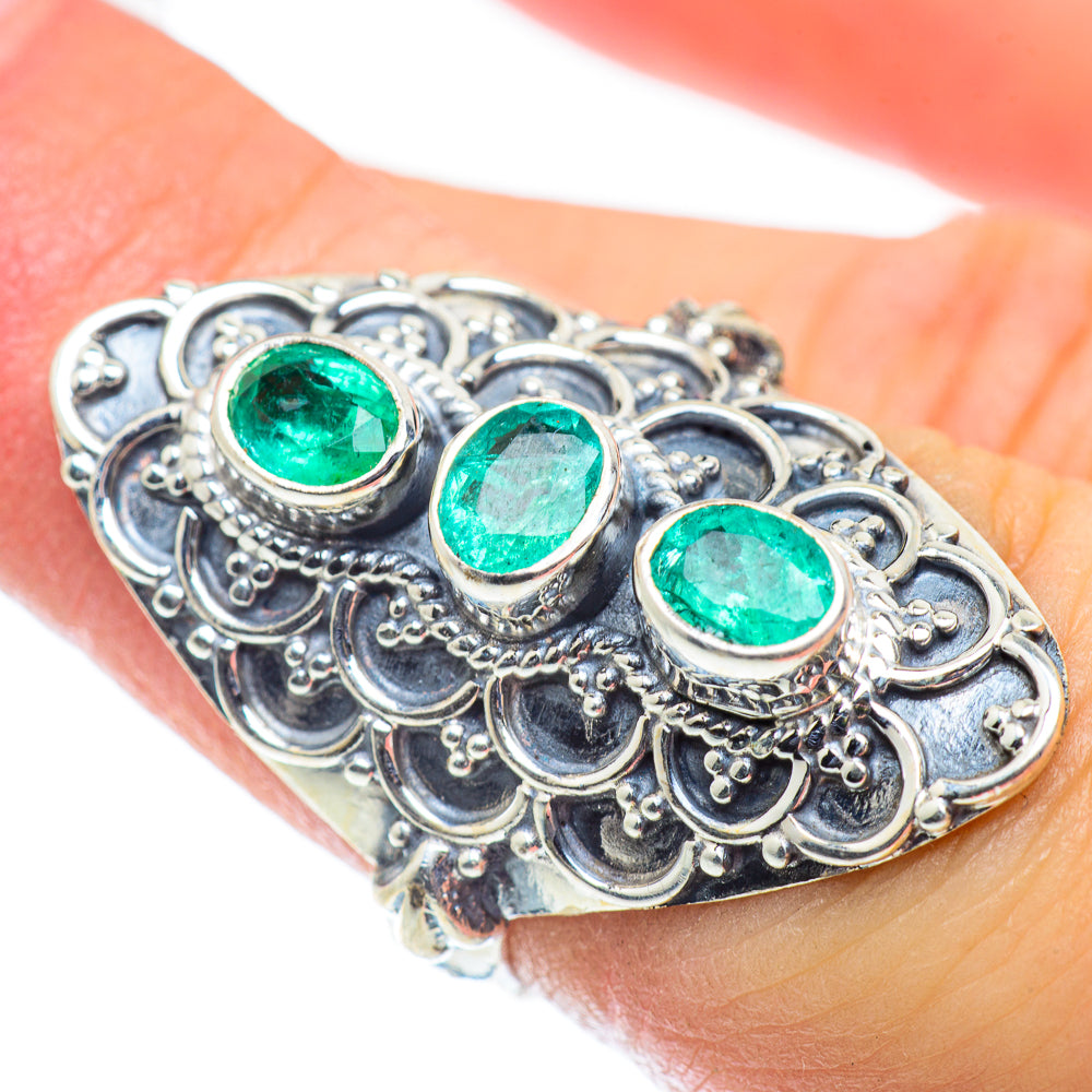 Zambian Emerald Rings handcrafted by Anasilvercos - RING55309