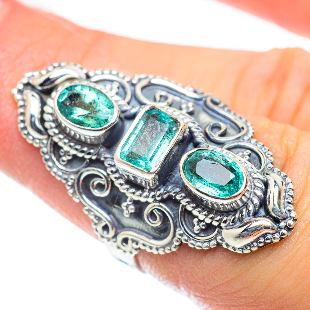 Zambian Emerald Rings handcrafted by Anasilvercos - RING55377