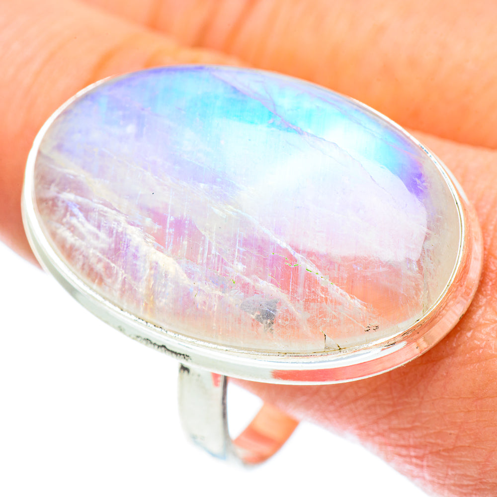 Rainbow Moonstone Rings handcrafted by Anasilvercos - RING55381