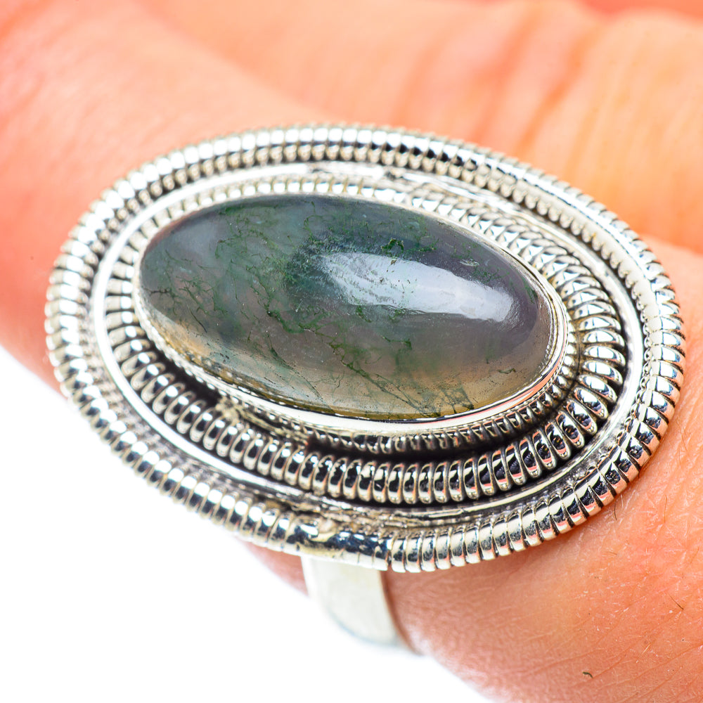 Green Moss Agate Rings handcrafted by Anasilvercos - RING55399