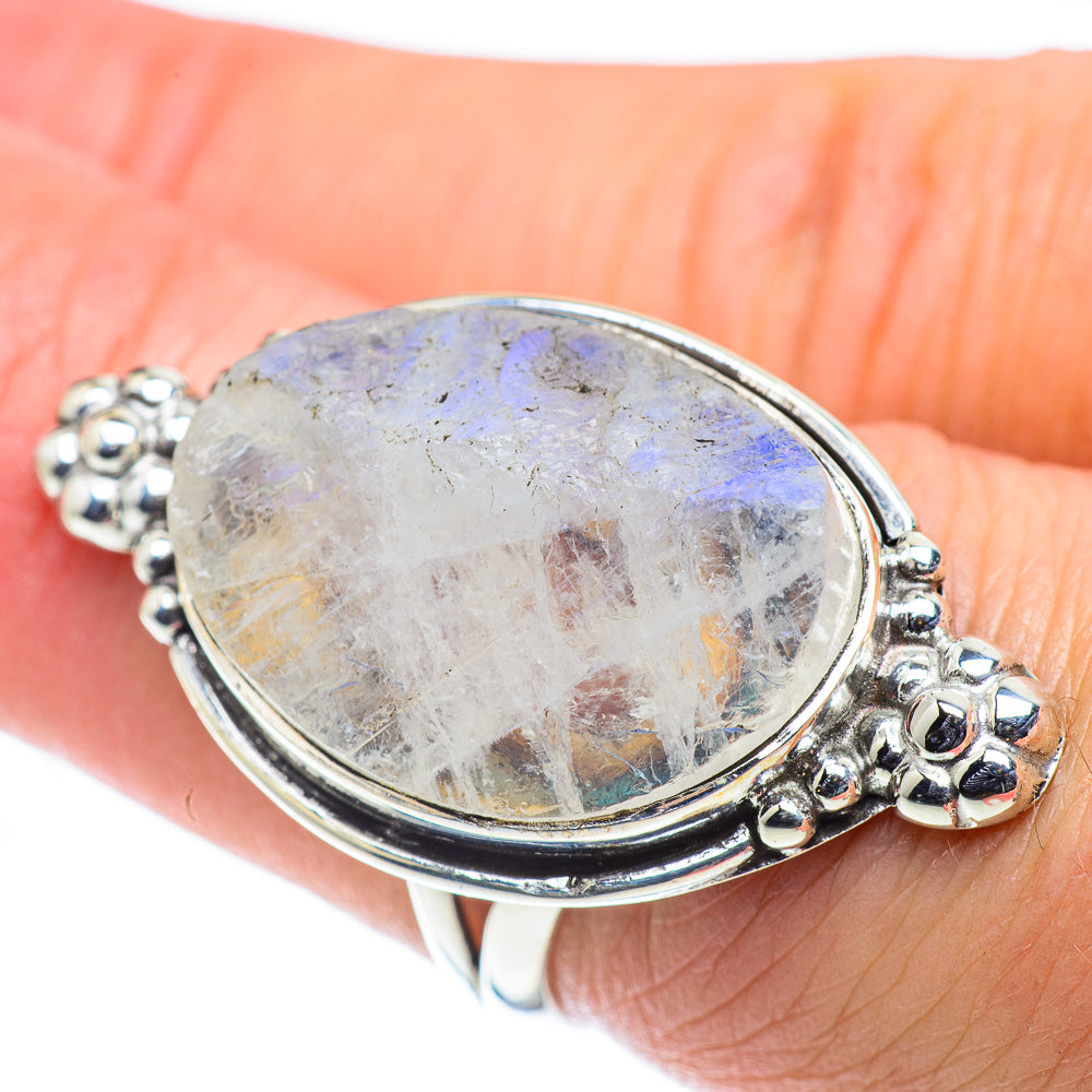 Rainbow Moonstone Rings handcrafted by Anasilvercos - RING55479