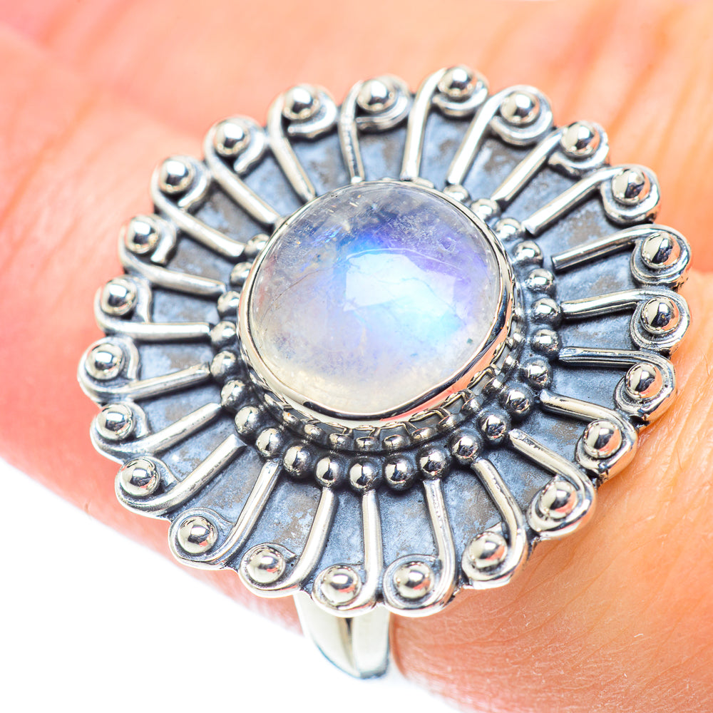 Rainbow Moonstone Rings handcrafted by Anasilvercos - RING55526