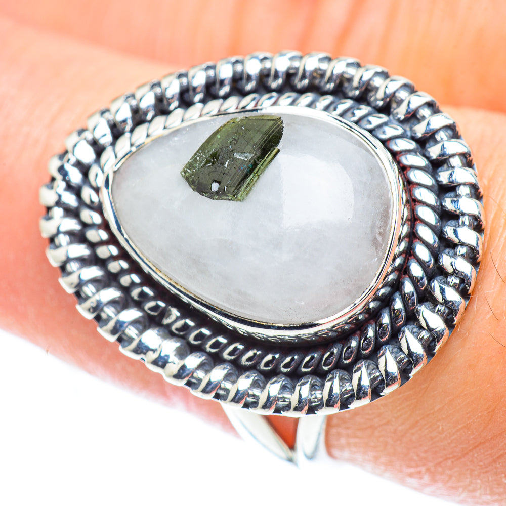 Green Tourmaline In Quartz Rings handcrafted by Anasilvercos - RING55546