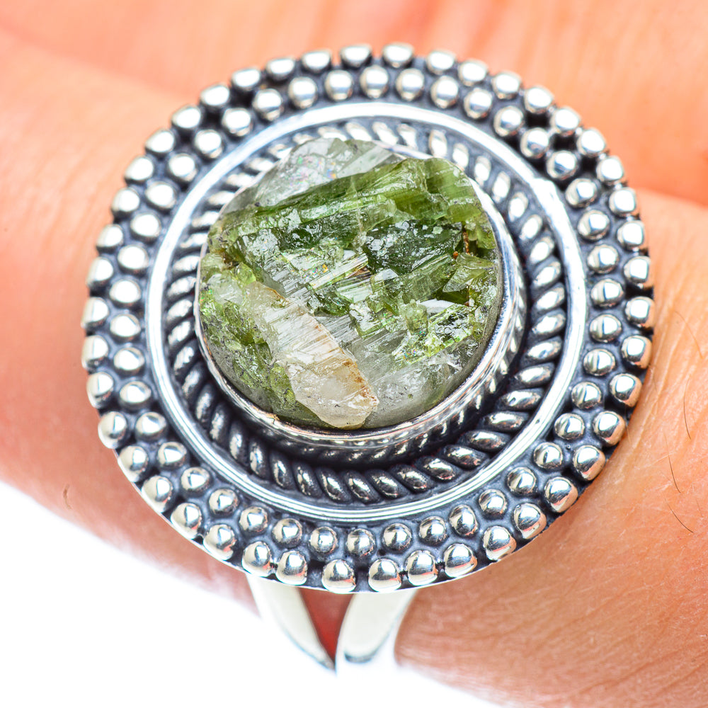 Green Tourmaline In Quartz Rings handcrafted by Anasilvercos - RING55661