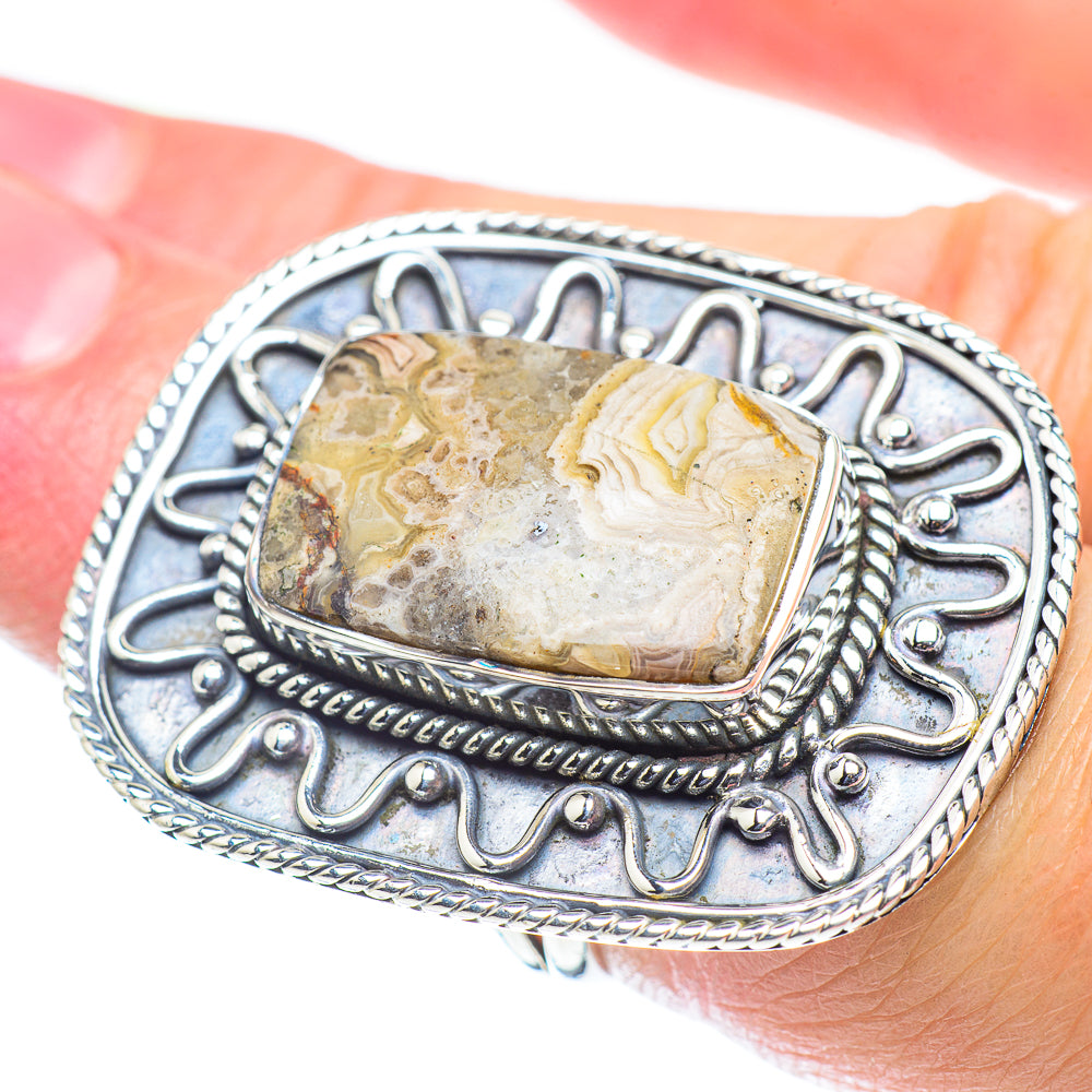 Laguna Lace Agate Rings handcrafted by Anasilvercos - RING55821