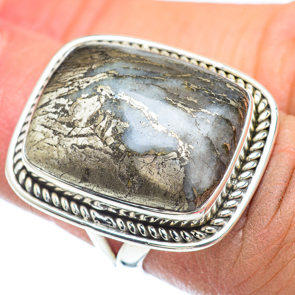 Pyrite Agate Rings handcrafted by Anasilvercos - RING56133