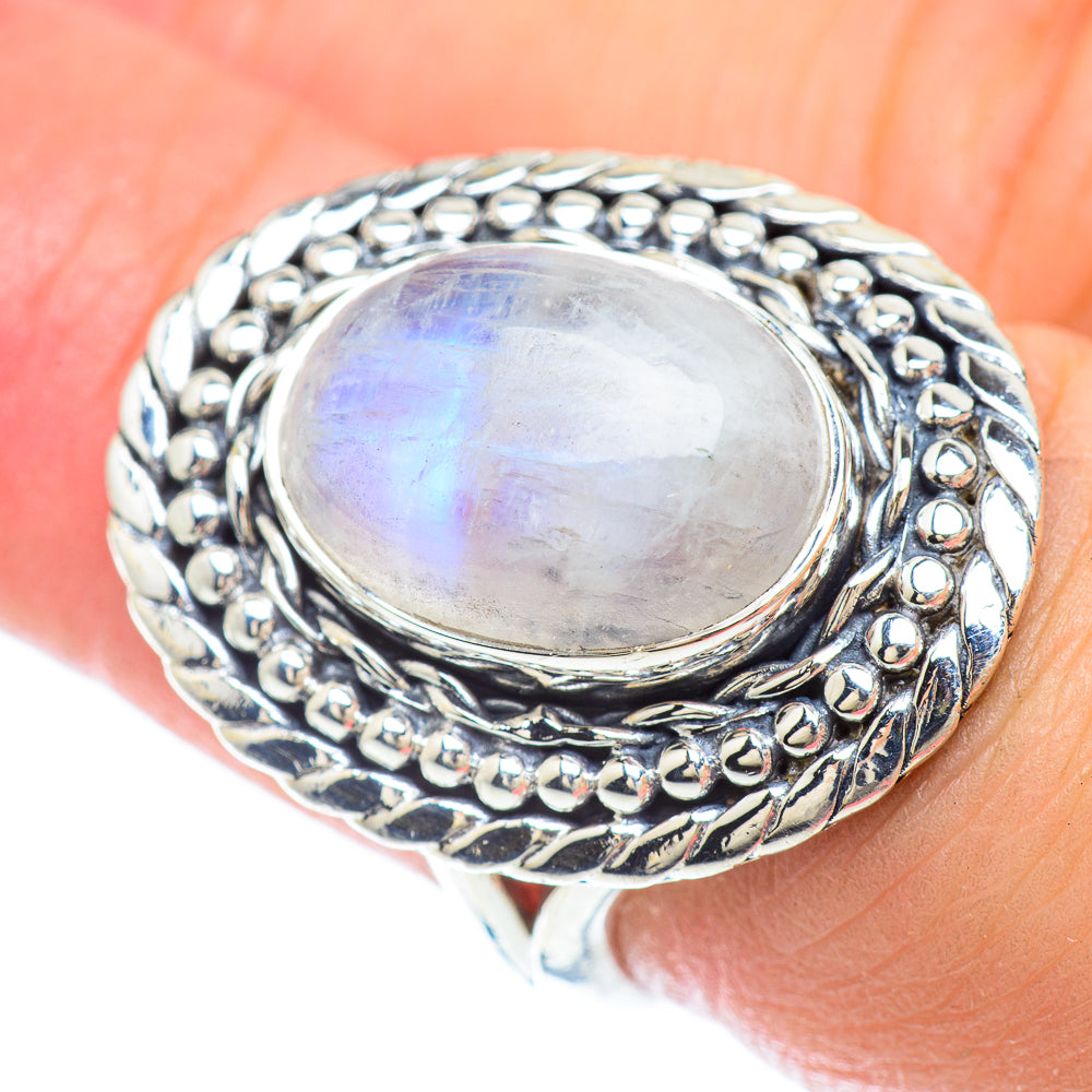 Rainbow Moonstone Rings handcrafted by Anasilvercos - RING56293