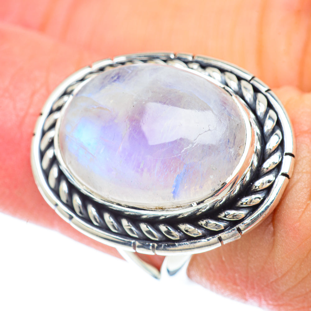 Rainbow Moonstone Rings handcrafted by Anasilvercos - RING56327