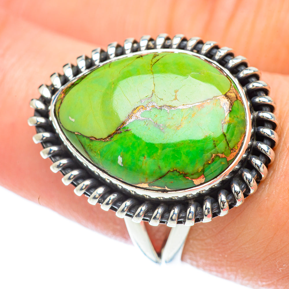 Green Copper Composite Turquoise Rings handcrafted by Anasilvercos - RING56366