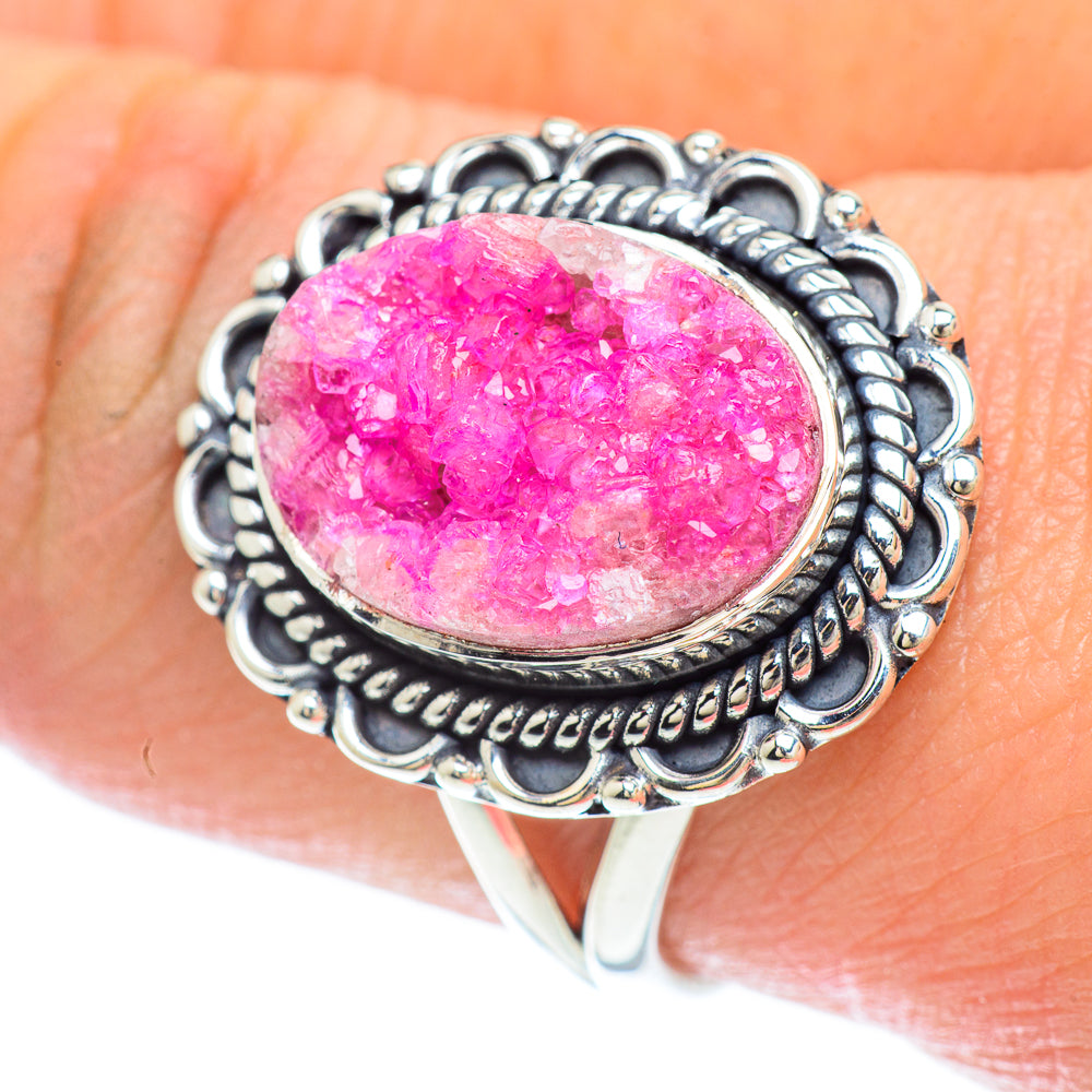 Pink Druzy Rings handcrafted by Anasilvercos - RING56400