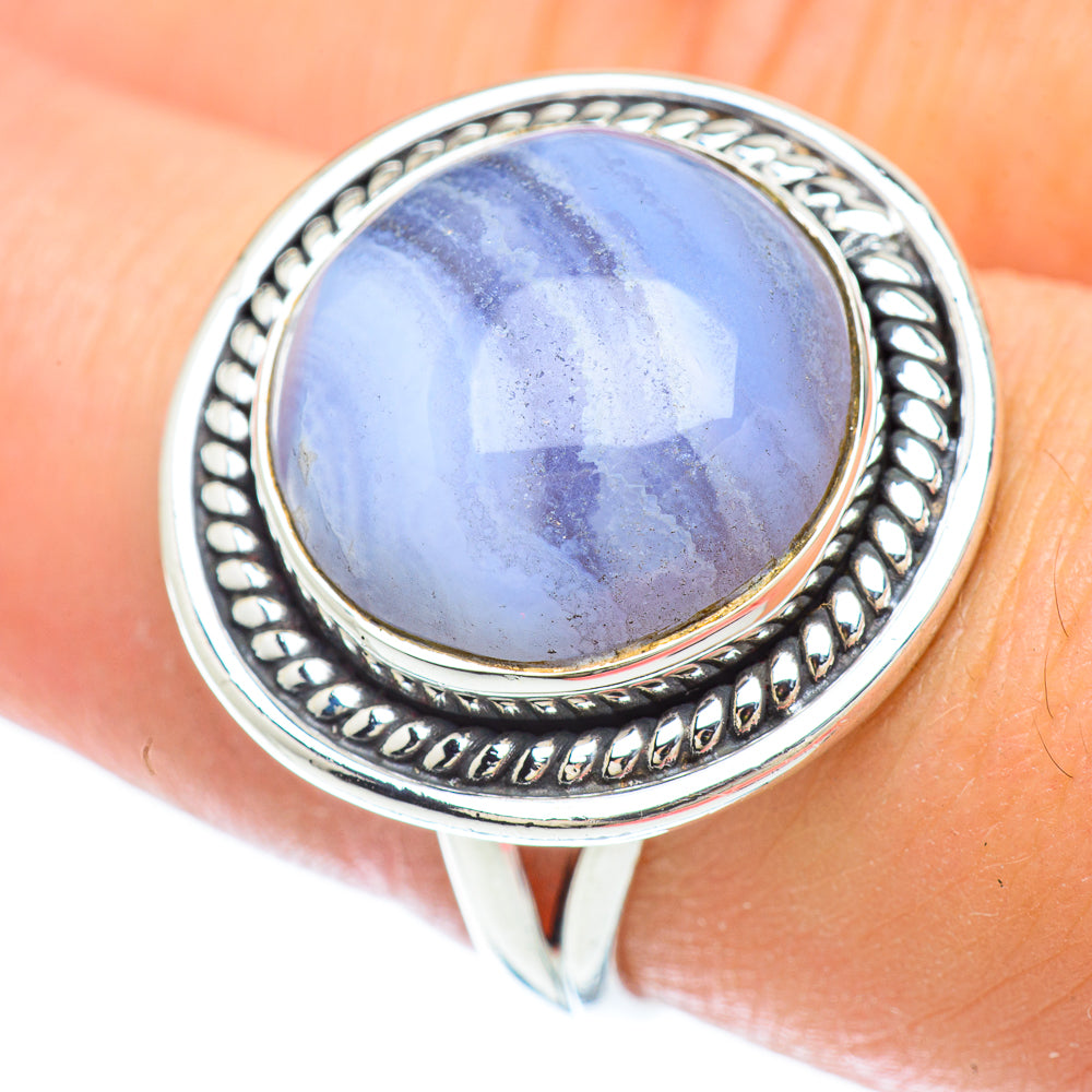 Blue Lace Agate Rings handcrafted by Anasilvercos - RING56435