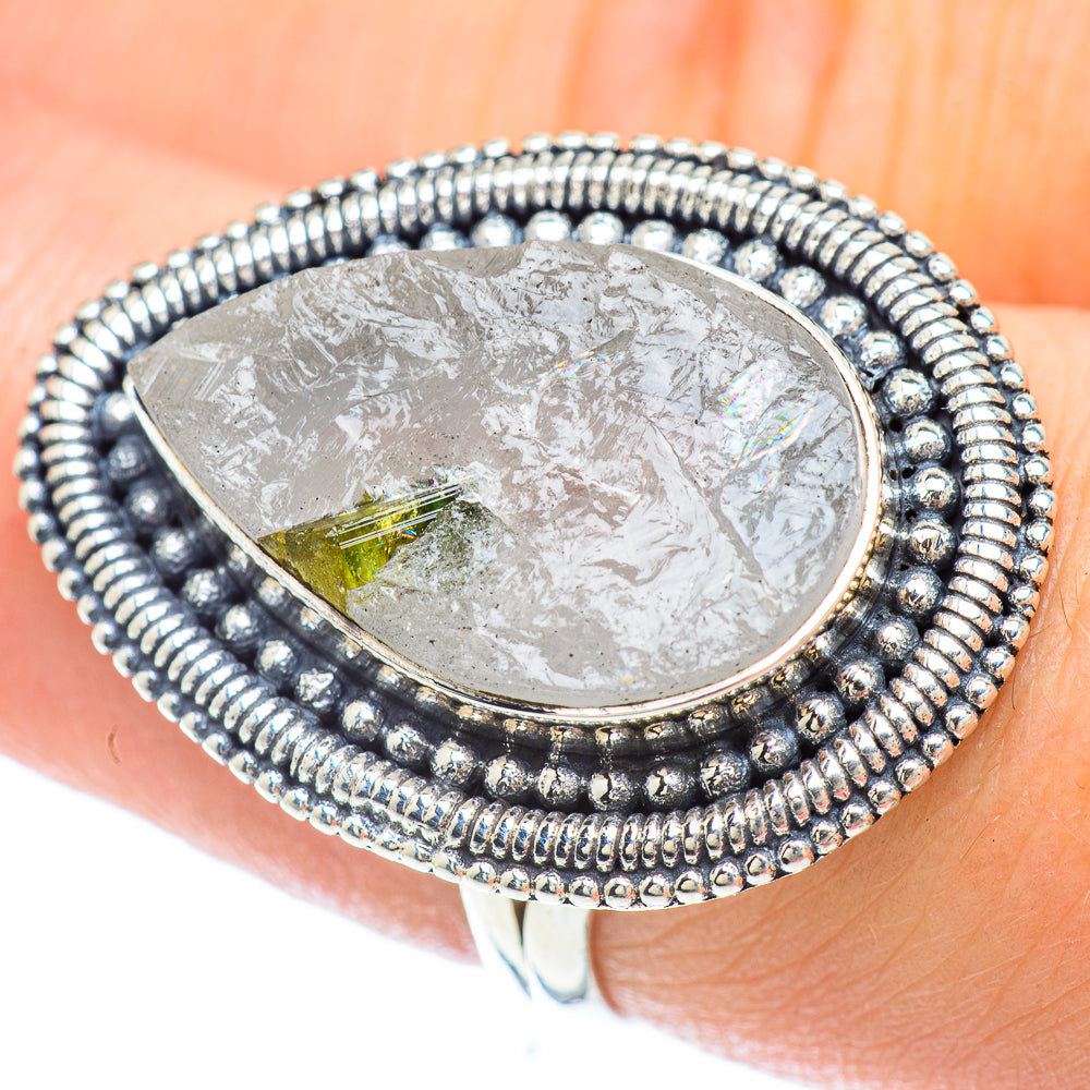 Green Tourmaline In Quartz Rings handcrafted by Anasilvercos - RING56504