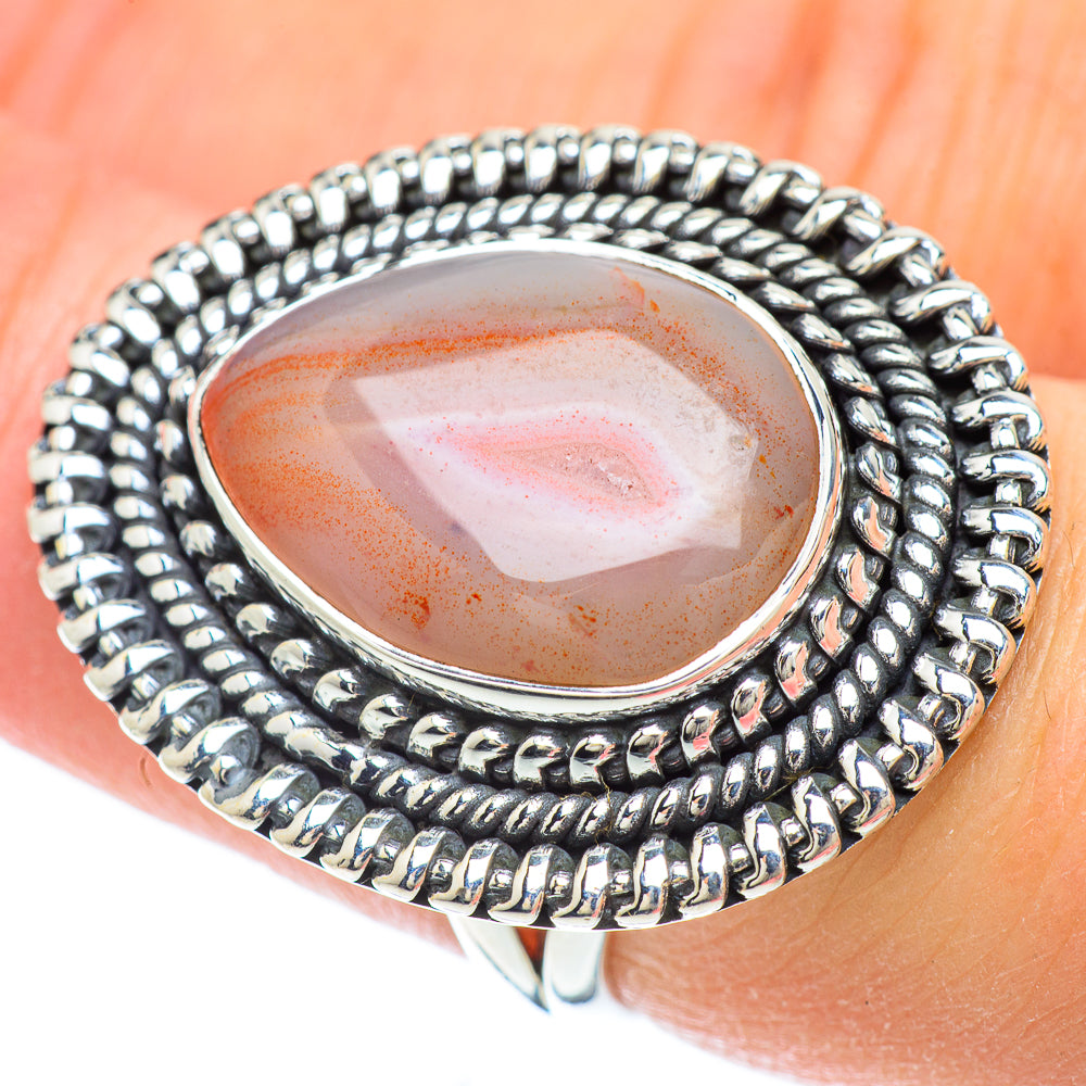 Orange Botswana Agate Rings handcrafted by Anasilvercos - RING56574