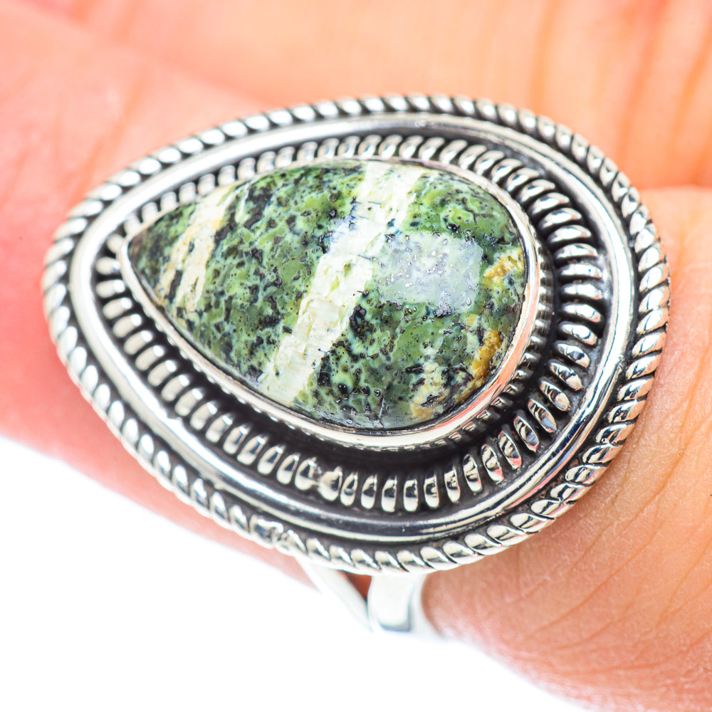 Green Vein Jasper Rings handcrafted by Anasilvercos - RING56677