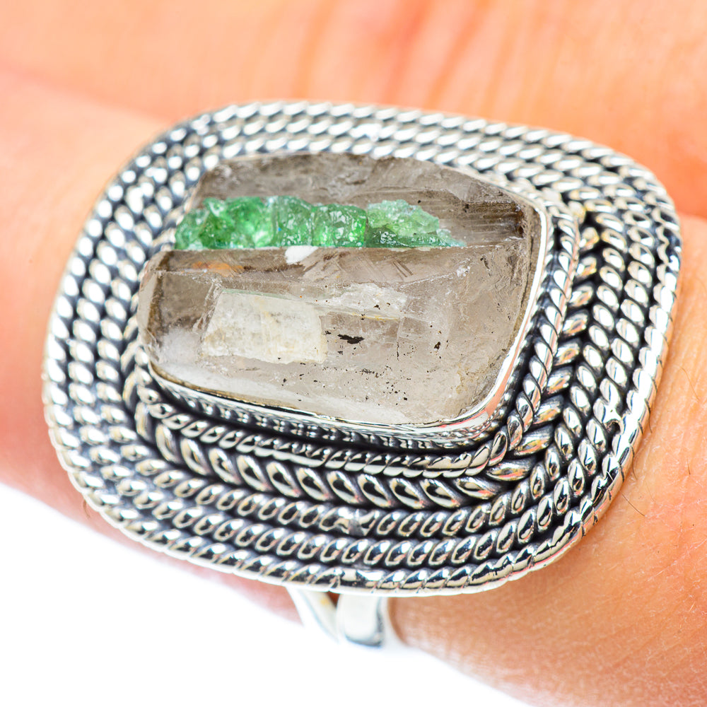 Green Quartz Crystal Rings handcrafted by Anasilvercos - RING56697
