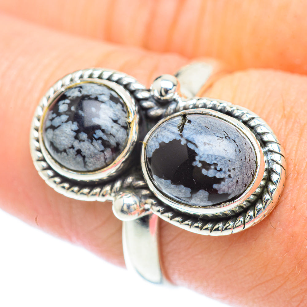 Snowflake Obsidian Rings handcrafted by Anasilvercos - RING56817