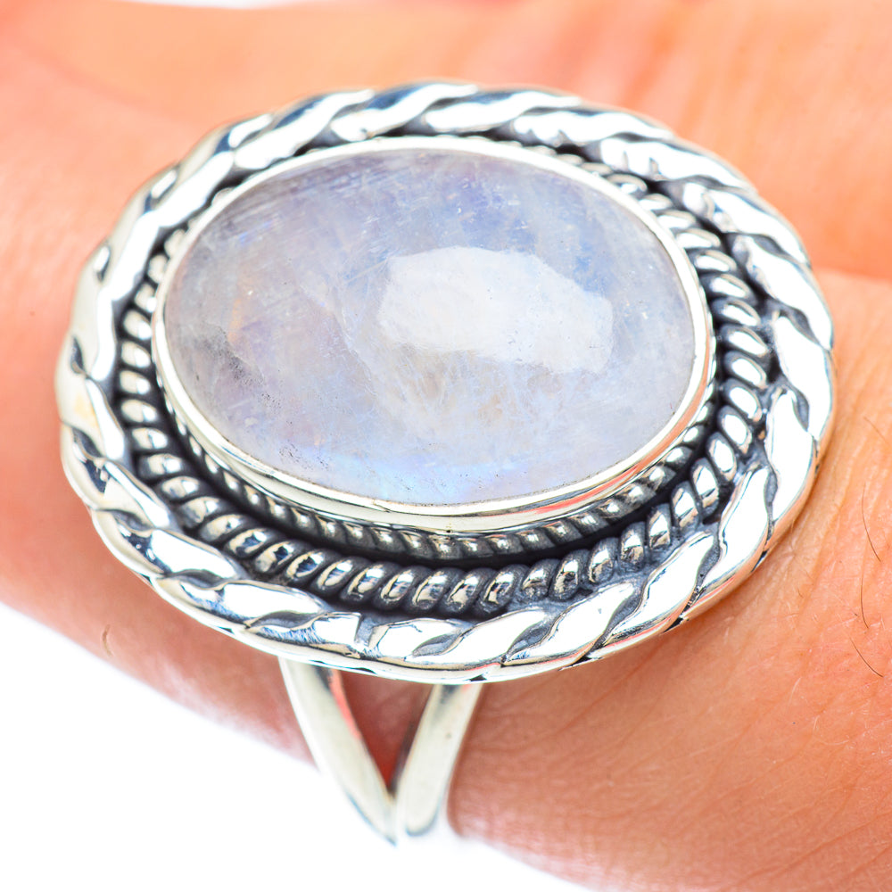 Rainbow Moonstone Rings handcrafted by Anasilvercos - RING56872