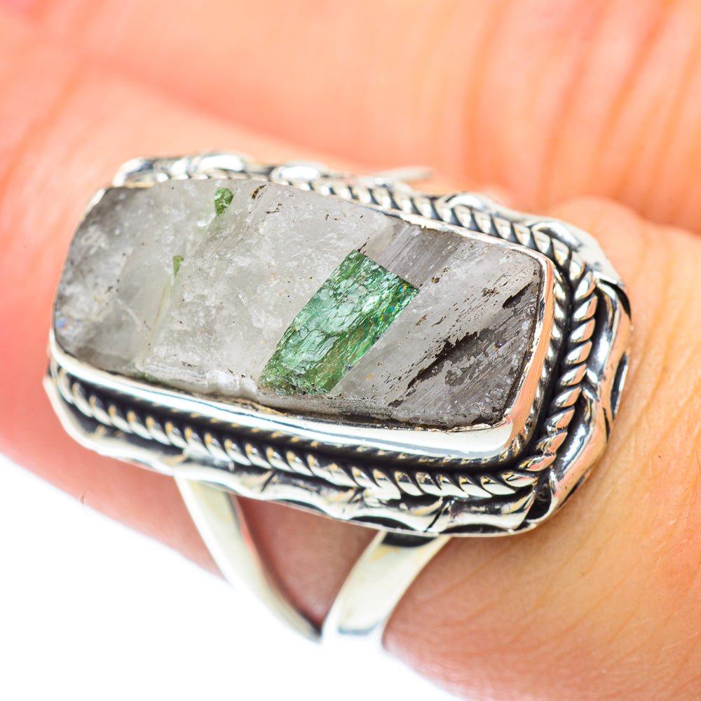 Green Tourmaline In Quartz Rings handcrafted by Anasilvercos - RING56916