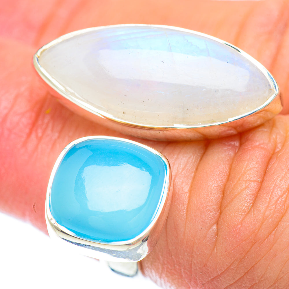 Rainbow Moonstone Rings handcrafted by Anasilvercos - RING56930