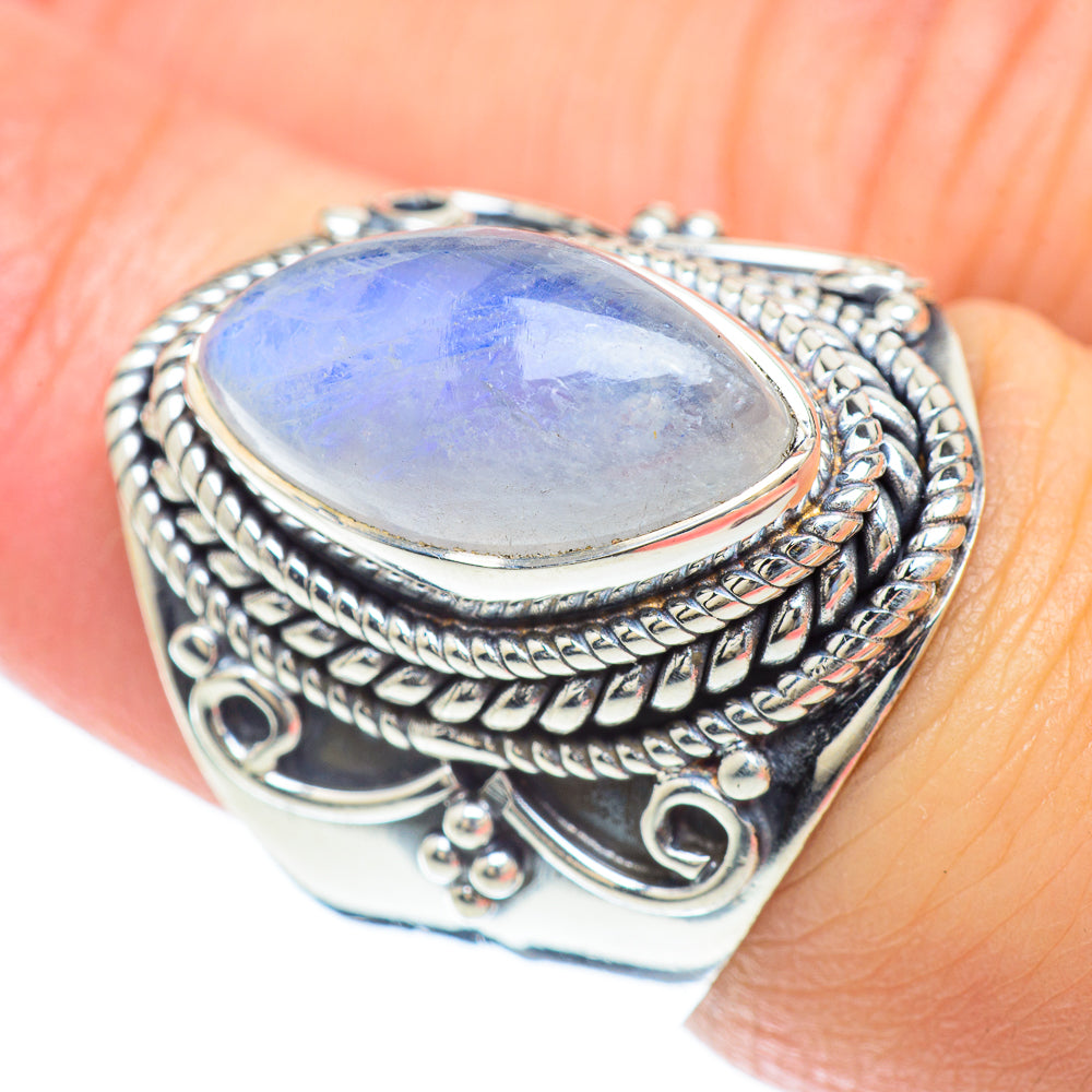 Rainbow Moonstone Rings handcrafted by Anasilvercos - RING56939