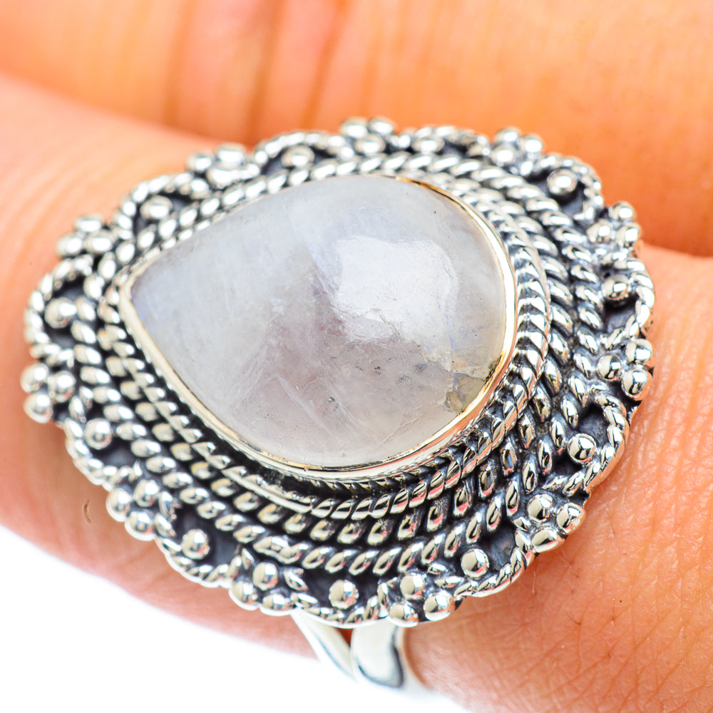 Rainbow Moonstone Rings handcrafted by Anasilvercos - RING56994