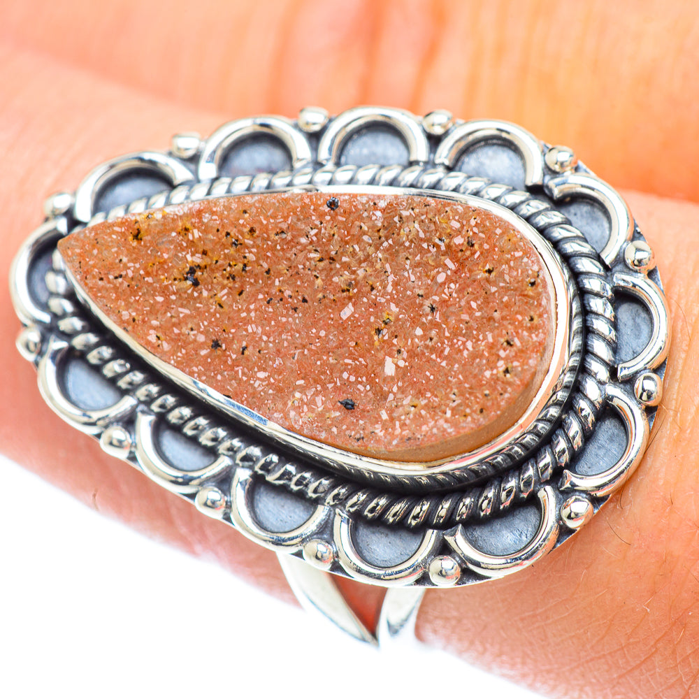 Orange Druzy Rings handcrafted by Anasilvercos - RING57016
