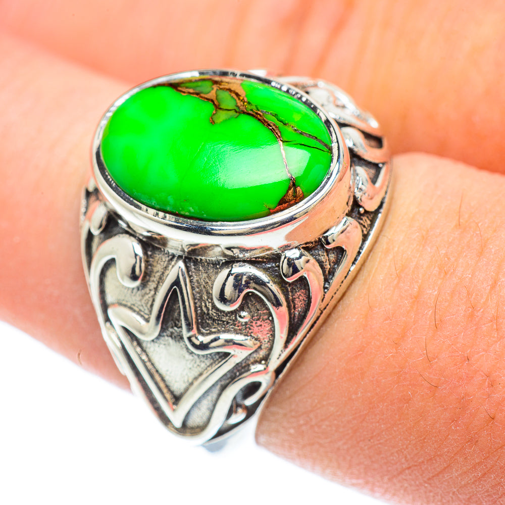 Green Copper Composite Turquoise Rings handcrafted by Anasilvercos - RING57063
