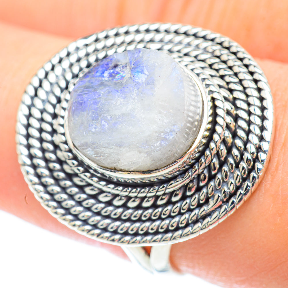 Rainbow Moonstone Rings handcrafted by Anasilvercos - RING57079
