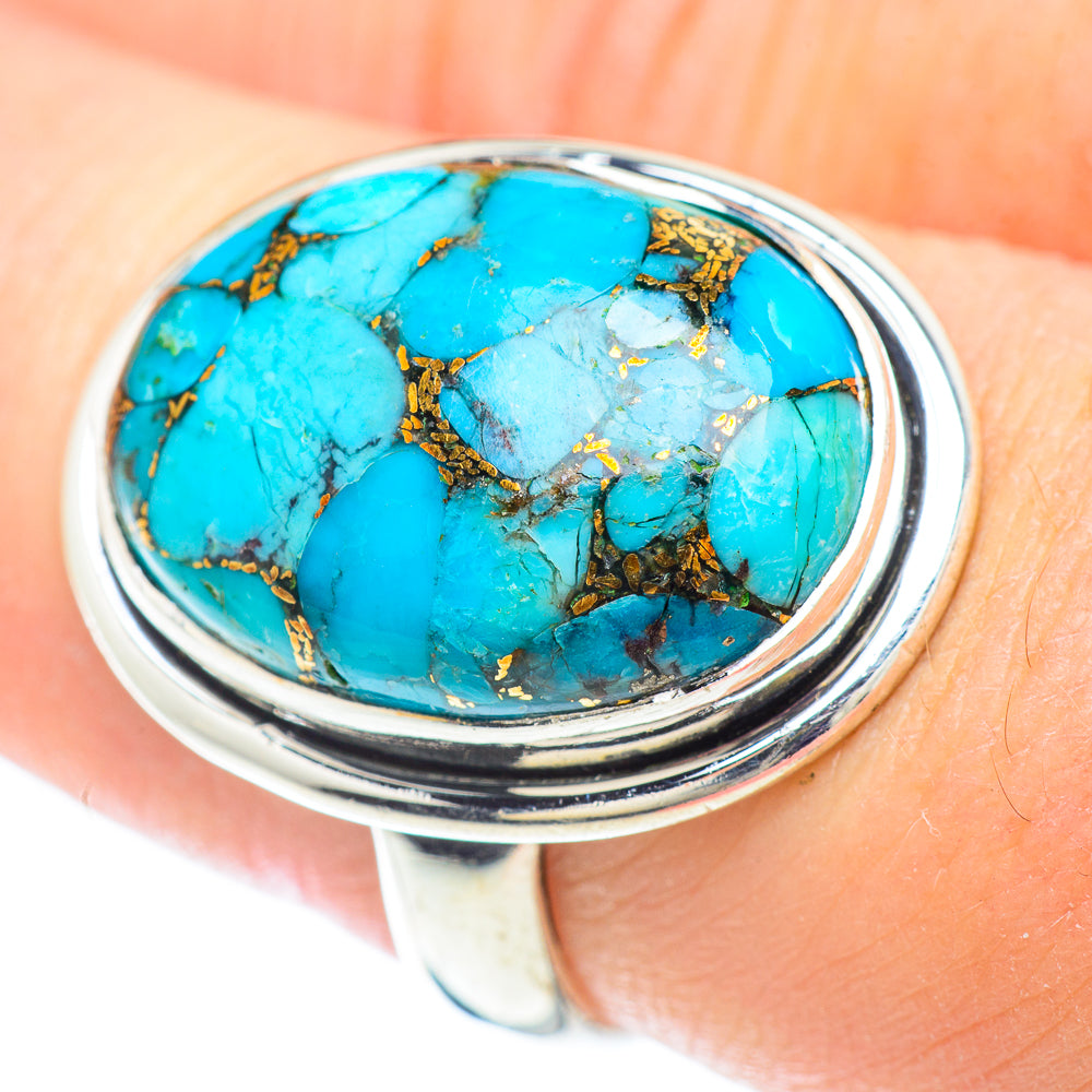 Blue Copper Composite Turquoise Rings handcrafted by Anasilvercos - RING57203