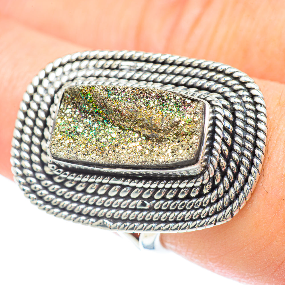 Spectro Pyrite Druzy Rings handcrafted by Anasilvercos - RING57231