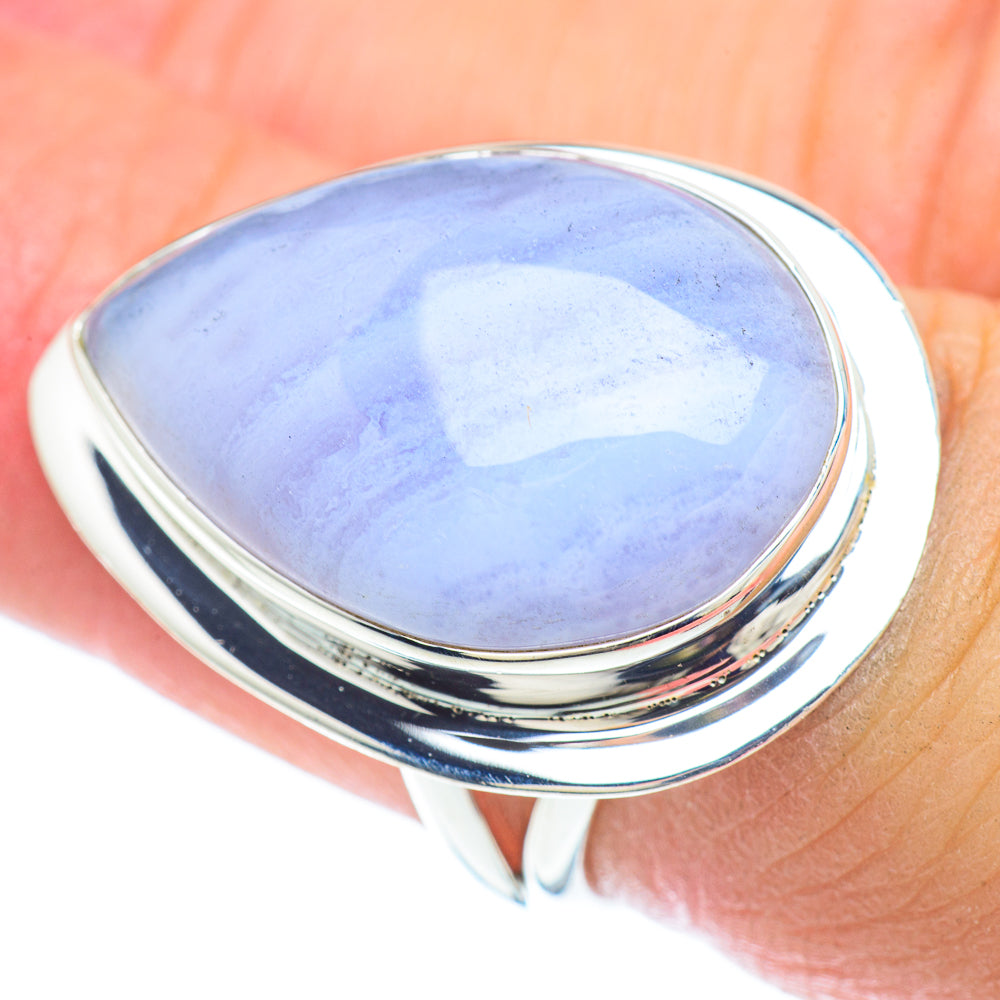 Blue Lace Agate Rings handcrafted by Anasilvercos - RING57270